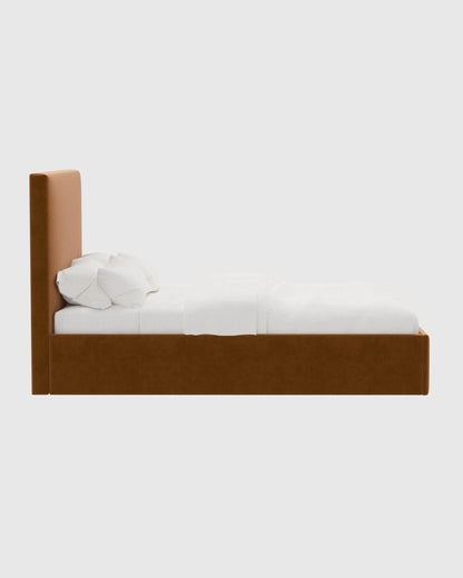 Square Bed in Performance Velvet - Full / Butterscotch