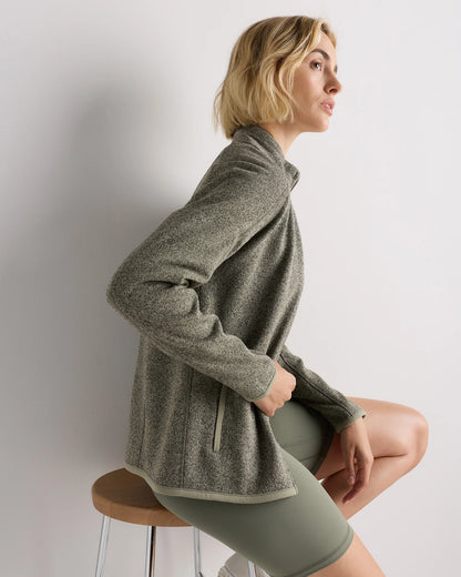 Sweater-Knit Fleece Full-Zip Jacket - XS / Heather Mineral Green