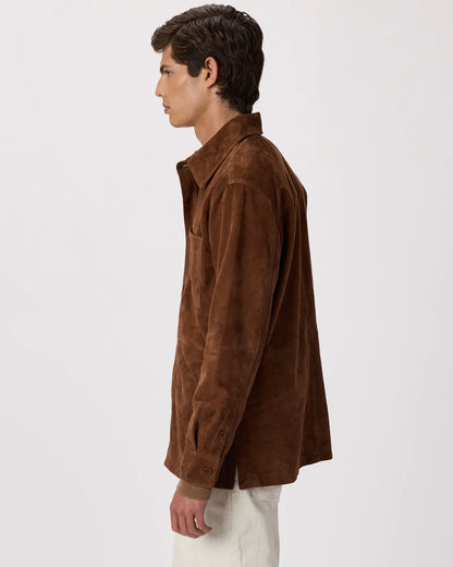 100% Suede Overshirt - S / Cognac Brown