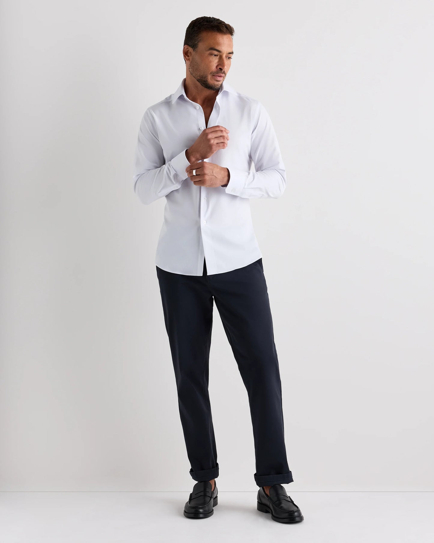 Performance Stretch Wrinkle-Free Slim Dress Shirt - S / White