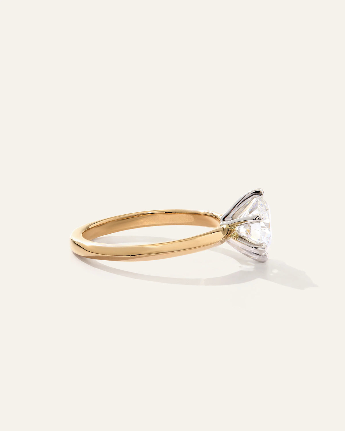 Lab Grown Diamond Round Six Prong Knife Edge Engagement Ring - 1.5ct - 4 / Yellow Gold