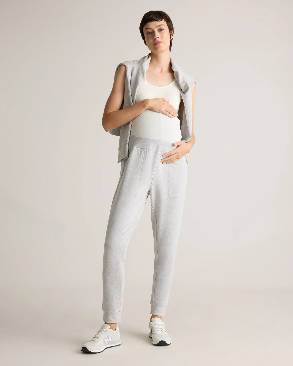 SuperSoft Fleece Maternity Joggers - XS / Off-White