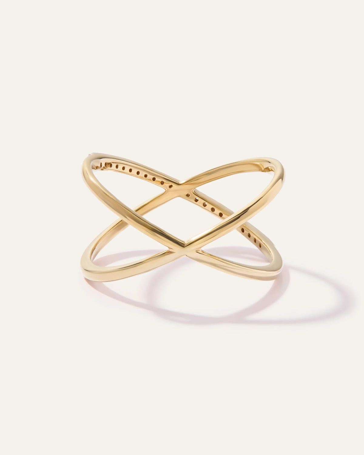 14K Gold Diamond Pave Crossover Ring - 4 / Yellow Gold