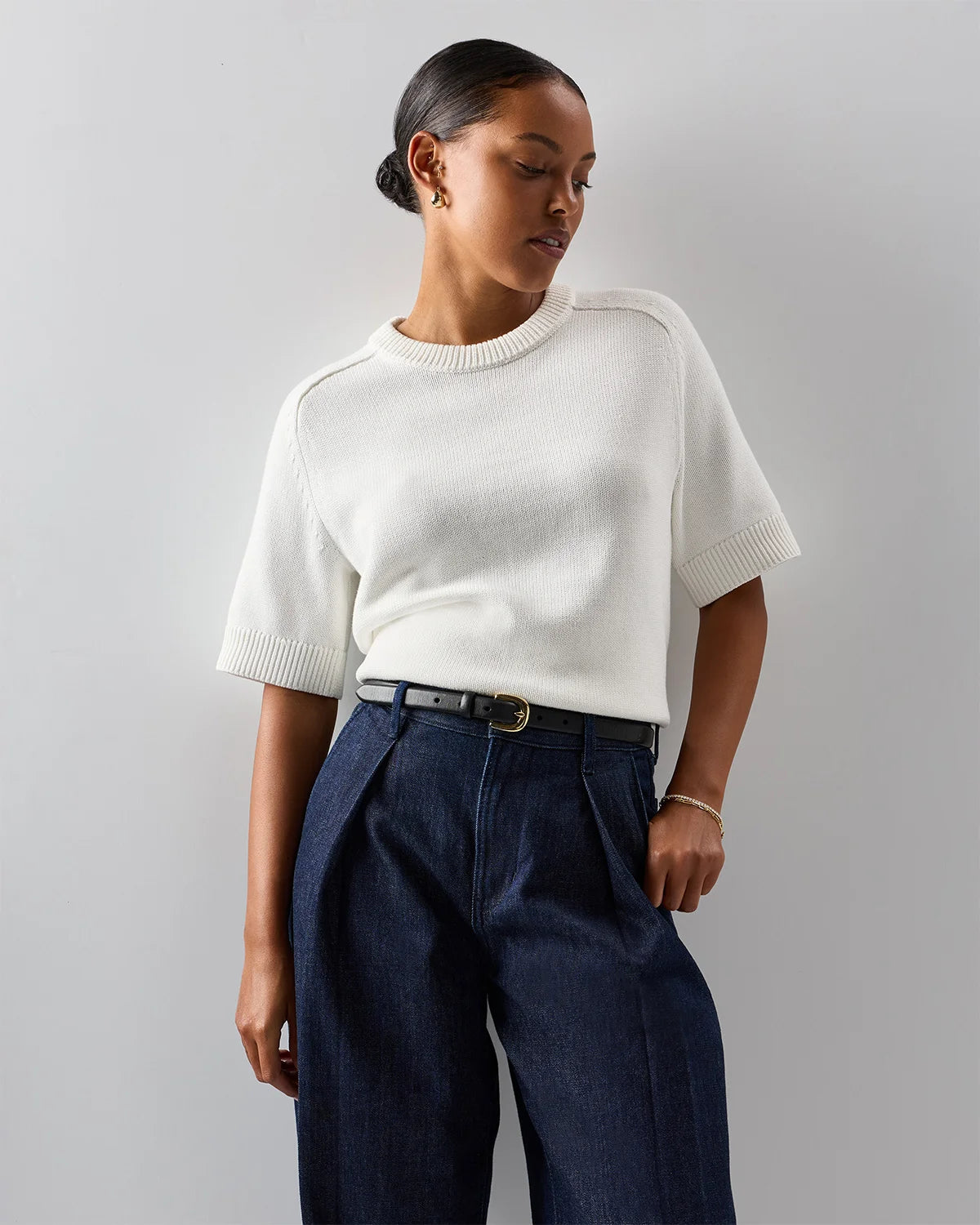 100% Organic Cotton Sweater Tee - XS / Navy