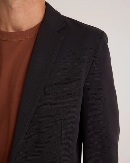 Cotton Pique Knit Blazer - XS / Heather Charcoal
