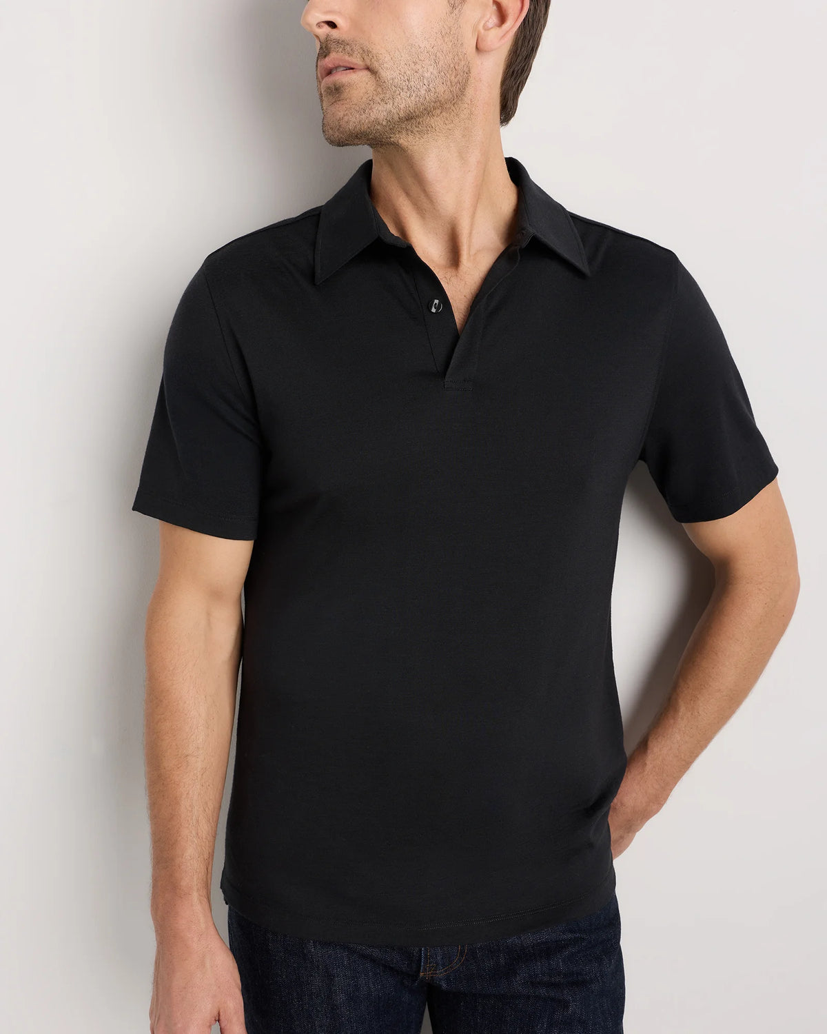Extra-Fine Australian Merino Polo - XS / Light Blue Heather