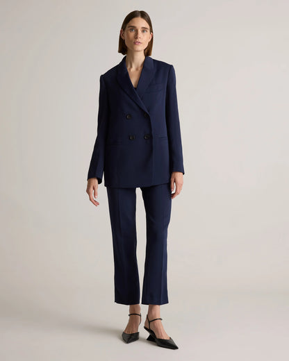 Stretch Crepe Relaxed Double-Breasted Blazer - XS / Sand