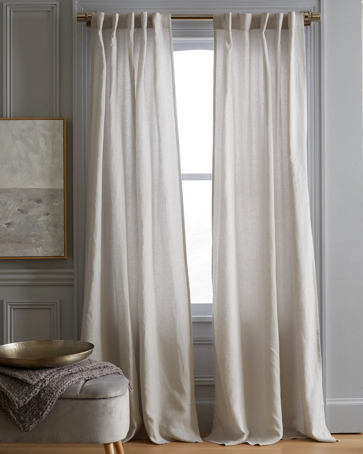 European Linen Curtain - Single Panel - 48x84 / Flax